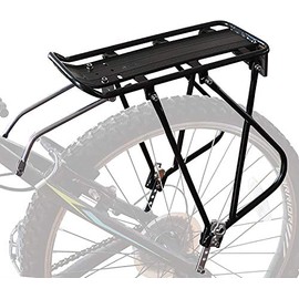 Bike Cargo Rack Bungee Cargo Net & Reflective Logo Universal Adjustable Bicycle Rear Luggage Touring Carrier Racks 25kg Capacity Mountain Road Bike for 26"-29" Frames