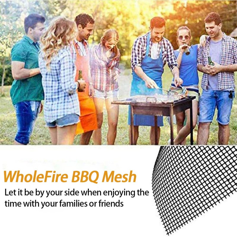 WholeFire BBQ Grill Mesh Mat Set, 3PCS Non-Stick Reusable Grill