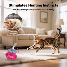 Cat Laser Pointer Toy for Bored Indoor Adult Cats, Automatic Interactive Cat Toy, 360° Laser Rotation, USB Rechargeable, Wooble Base