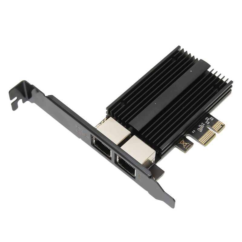 PCIe Network Card 2.5Gbps Dual Port Gold Plated Pin Aluminium