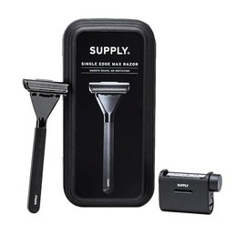 Supply Maquinilla de afeitar SUPPLY Single Edge Max para hombre: maquinilla de afeitar de seguridad premium de una sola hoja de metal con cabezal pivotante para reducir los cortes y la irritación. Inc