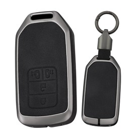 [TECART] Honda Dedicated Key Case Key Holder for HONDA CR-V Freed Step Wagon Type R Key Cover Smart Key Case 4 Buttons Double Sided Sliding Door Leather Aluminum Alloy Car, black3