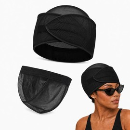 2-in-1 Anti-Slip Hair Wrap, Foam Mesh Wrap for Sleep Fits for Women With Pixie Cut, Short Hair-Mesh Durag Cap, Adjustable Hook and Loop Closure
