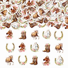 Fangleland 200 Pieces Horse Confetti for Girls - Western Cowgirl Theme Dessert Table Scatters, Horse Floral Party Decorations, Racing Horse Theme Birthday Baby Shower Party Supplies
