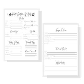 Pet Sitter Note Cards | Physical Printed 4x6” inch Post Card | Pet Sitter Supplies | Minimalist White Design