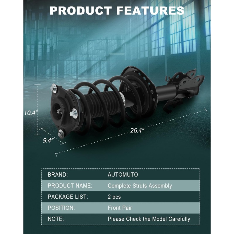 AUTOMUTO Strut Spring Assembly Front Struts Shock Absorber Fit for