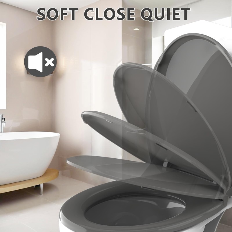 Aünsffer Round Toilet Seat, 16.5inch, Soft Close Quiet, No Alam,