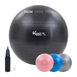 KM-Fit Exercise Ball 55 cm | Training Ball with Air Pump | Office Anti-Burst | Ball for Fitness, Yoga, Gymnastics, Core Training | Pezziball Yoga Ball BPA-Free | Black