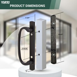 8.5" Legacy Sliding Patio Glass Door Black Dummy Handle Replacement Set | Sash Controls 2265 Handle Dummy Set | No Mortise, Fits 3-15/16" Screw Holes and 1-1/4" to 2-1/4" Door Thickness - No Latch