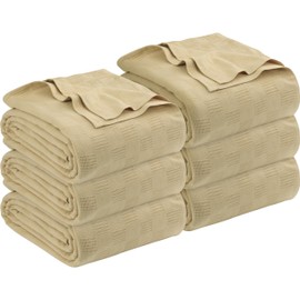 Utopia Bedding Cotton King Cooling Blanket [Tan, 90x108 Inches] Thermal Blanket for Bed - 350 GSM Soft Breathable Blanket, Pack of 6