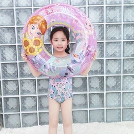 Cute Kids Sequin Cartoon Inflatable Swim Ring - Baby Lifeguard Tube (LF1539, Free Size, Blue Green Sequin) Princess 30ea