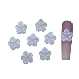 Set 8Pcs Gel 3D Flowers Nails Charms Handmade by Gel, Design For Medium & Long Nail 3D Flower For Nail Art Floral Salon Decor For Women Girls (White Apricot-Large 8PCs)