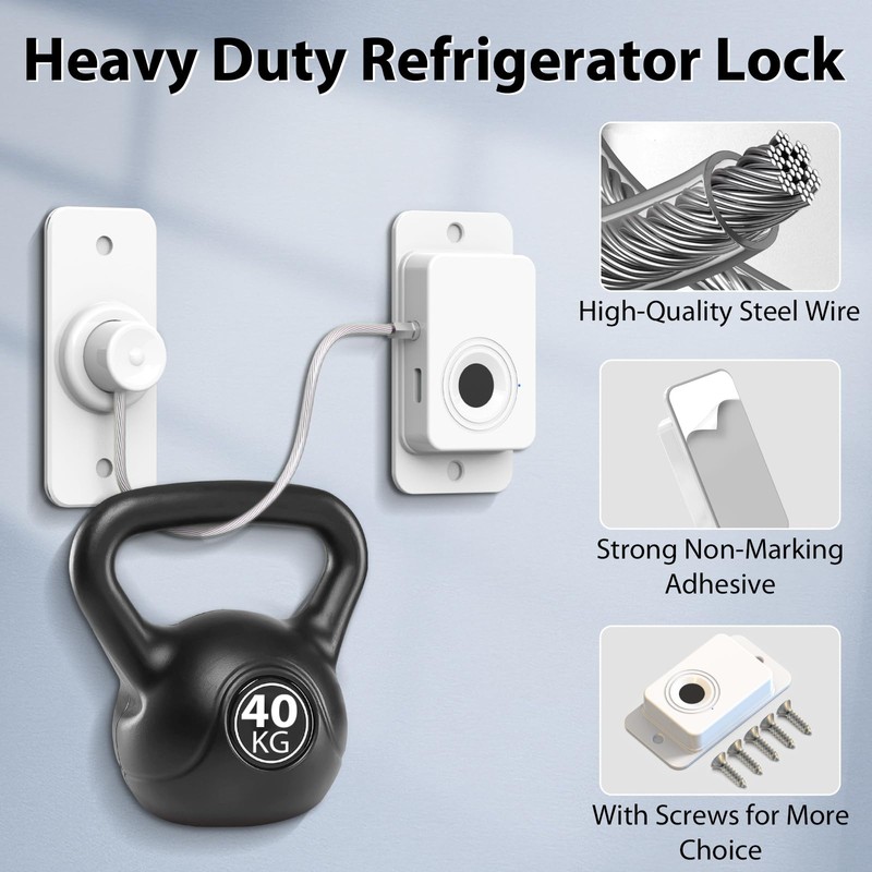 Keylesslife Fingerprint Fridge Lock,Child Proof Refrigerator Lock for Kids with