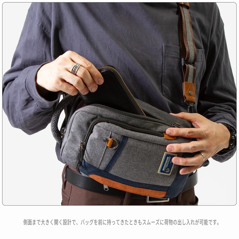 Mustache MDP-0650 Body Bag, One Shoulder Bag, Crossbody Bag, Black