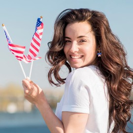 1/4/6Pairs 4th of July Earrings Red White Blue Earrings for Women 4th of July Decorations Outfits Patriotic Star Earrings American Independence Day Jewelry Accessory for Woman