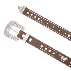 Nocona Girl's Running Horse Conchos Belt, Medium Brown Distressed, 24