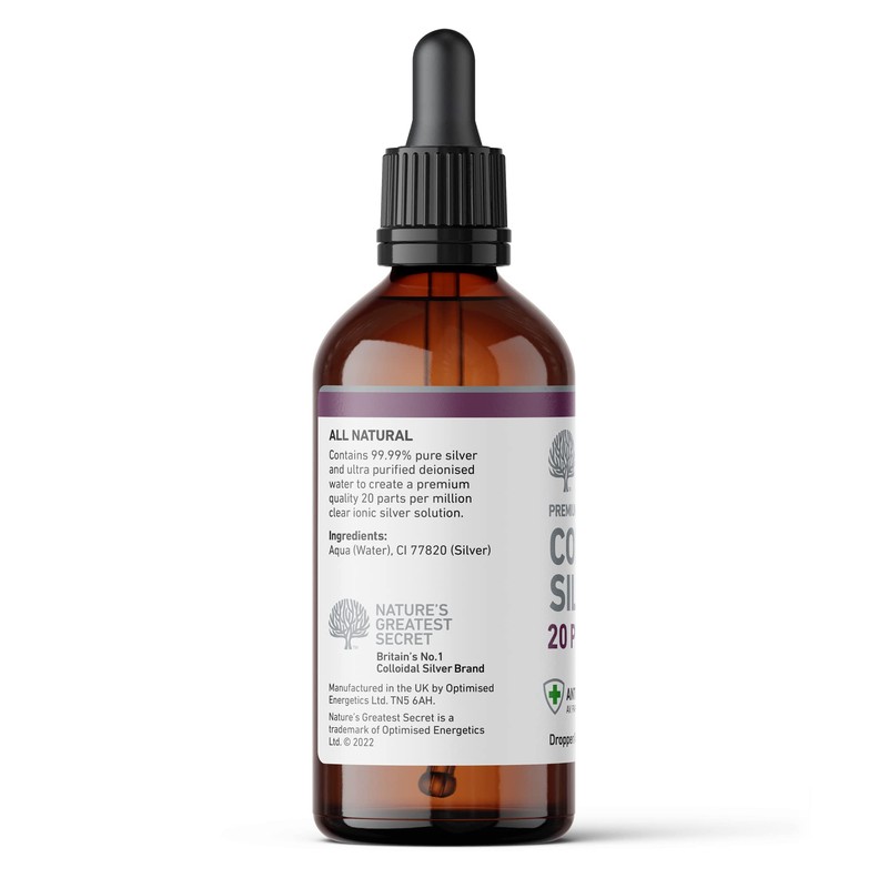 Nature's Greatest Secret Premium Quality Antibacterial 20ppm Colloidal Silver Dropper