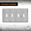 BESTTEN 4 Gang Toggle Switch Metal Wall Plate with Ｗhite