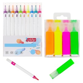 10 Pieces of Erasable Markers and 4 Pieces of Highlighters, Study and Office Supplies, Writing Tools, Drawing Tools, Reading Marking Tools