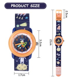 Vicloon Kids Watch，Analogue Quartz Watch Cute Universe Watch Wrist Watches Waterproof with Textile Strap Watches for Boys Grils Orange