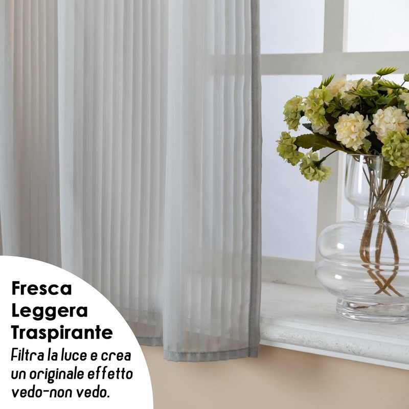 GIRASOLE HOME® Pair of Vertical Stripe Filter Curtains for Windows