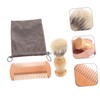 SAFIGLE 1 Set Wooden Beard Comb and Shaving Brush Kit