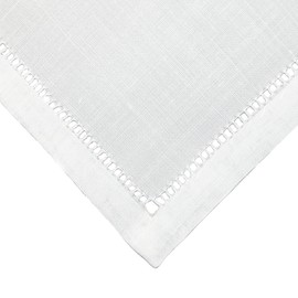 CTM Linen Hemstitched Wedding or Christening Handkerchief, White
