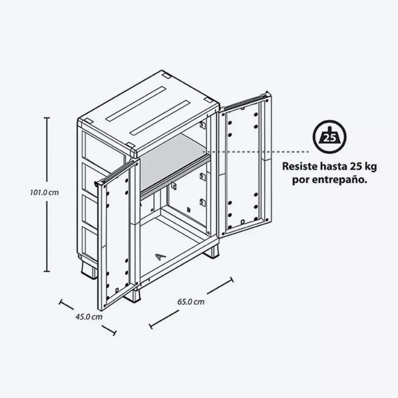 JUNQUI Armario Organizador Mediano Barú Material De Plástico