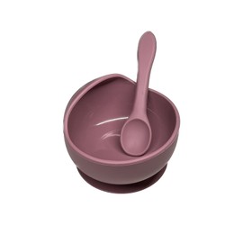 Baby Silicone Suction Bowl with Spoon (PURPLE)