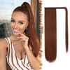 BARSDAR Auburn Straight Ponytail Extensions - 18 Inch Long Straight Wrap Around Ponytails for Women, Clip in Ponytail Hair Extensions Synthetic Pony Tails Hairpieces - Medium Auburn