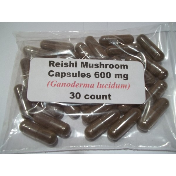 Reishi Mushroom Powder Capsules (Ganoderma lucidum) 600mg - 30 count