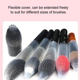 Protector de malla para brochas reutilizable, ajuste flexible Funda protectora cosmética, material de red recortable, compatible con pinceles estándar y especiales, ideal para almacenam