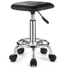 FNZIR Square PU Cushion Rolling Stool with Wheels Height Adjustable