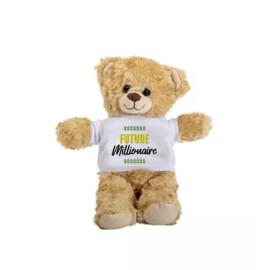 SpreadPassion Future Millionaire Teddy Bear, Gift Stuffed Animal, Plush Teddy Bear with Tee