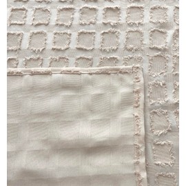 GOHD Fashion Plaids Boho Pattern Clipped Yarn Swag Valance Farmhouse Valance for Bathroom/Bedroom/Living Room Vintage Chic Textured Valances(Swag,Cream)