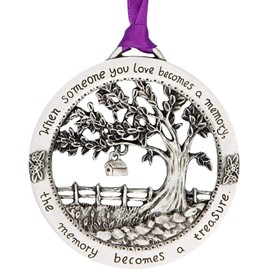 Yueshop Christmas Memorial Ornaments Round Christmas Memorial Pendents Engraved Charm "Memory Tree Shape"Hanging Pendents for Home Decor Gifts (Memory Tree)