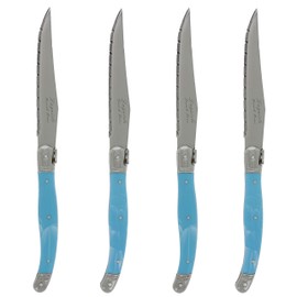 Laguiole 4-Piece Steak Knives (Faux Turquoise) - Stainless Steel Knives – Smooth Cut Serrated Knife Blade – Dishwasher Safe Steak Knife Set – Luxurious Kitchen Knife Set for Parties…