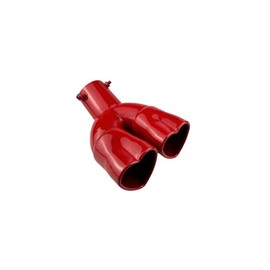idain 2.5 inch Inlet Dual Exhaust Tips Muffler Tip,Chrome Heart-Shaped Exhaust Tip,Universal Bolt-On Double Tube Exhaust Muffler (Red,Curved)