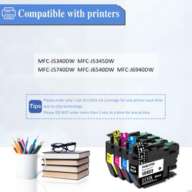 SHUOLEI LC422 LC-422 Printer Cartridges Compatible with Brother LC422 LC422XL LC-422VAL Cartridges Multipack for MFC-J5340DW MFC-J5345DW MFC-J5740DW MFC-J6540DW MFC-J6940 (4 Pack,