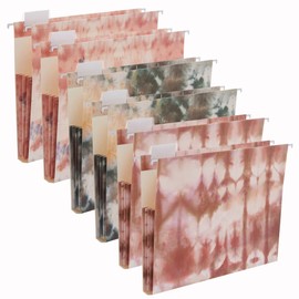 Y YOMA 6 Pack Extra Capacity Hanging File Folders with Pocket Letter Size Accordion Decorative File Folder Cute Colored Expandable Folder for Office Home with 1/5-Cut Adjustable Tabs, Tie-dye Pattern