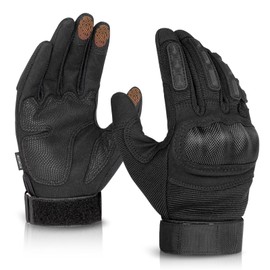 Tactical Gloves for Men and Women, Motorcycle Gloves Black Touchscreen with Hard Shell for Airsoft, Paintball, Motocross, Hunting, Shooting, Camping, ATV Riding, Outdoor Sports, Work (Black, Large)