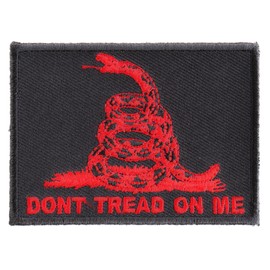 Don't Tread On Me Gadsden Flag Red Over Black Patch - 3x2.25 inch. Embroidered Iron on Patch