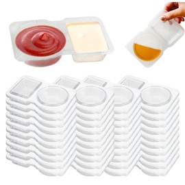 40pcs Snack Pack Container, Plastic Double Compartment Snack Container, Condiment Containers With Lids, Sauce Containers With Lids, Portable Dips Case For Takeout Travel Outdoor Camping