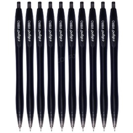 DIGNO Vibro Retractable Ballpoint Pens, BLACK, Fine Point (0.7mm), Pack of 10, Multipack, Smooth Writing, Ideal for School Office Home Everyday Use