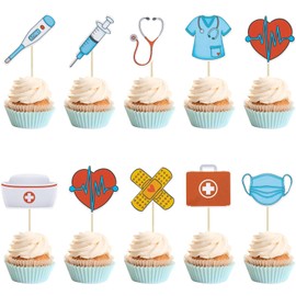 Gyufise 36 piezas de decoración de cupcakes para enfermera, escuela de enfermería, graduación, cupcakes para médicos, enfermeras, graduados, fiestas de cumpleaños, suministros de decoración de pasteles