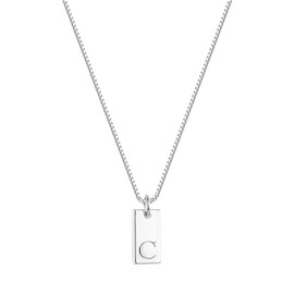 Yimofy Initial Necklace for Women Stainless Steel Women's Dainty Letter Necklace Tiny A-Z Alphabet Pendant Box Chain Choker Necklace C