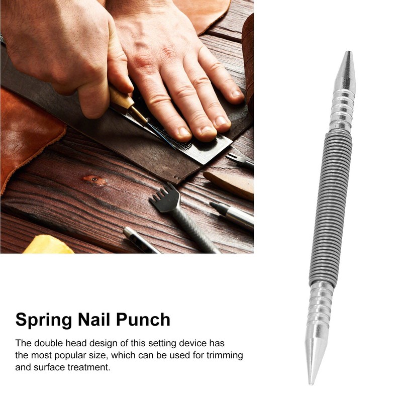 Spring Nail Punch, Metal Double Head Nail Head Setter Spring