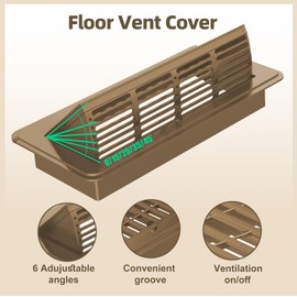 Vent Deflectors & Vent Covers, 4 x 10 Inch, Multi-Angle-Adjustable Air Vent Deflectors for Home Floor, Black Floor Register, Suitable for Home, Sidewall, Office, or Ceiling, 2-Pack(Brown)