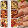 6 Grid Maple Leaf Glitter Nail Charms Autumn Maple Leaves