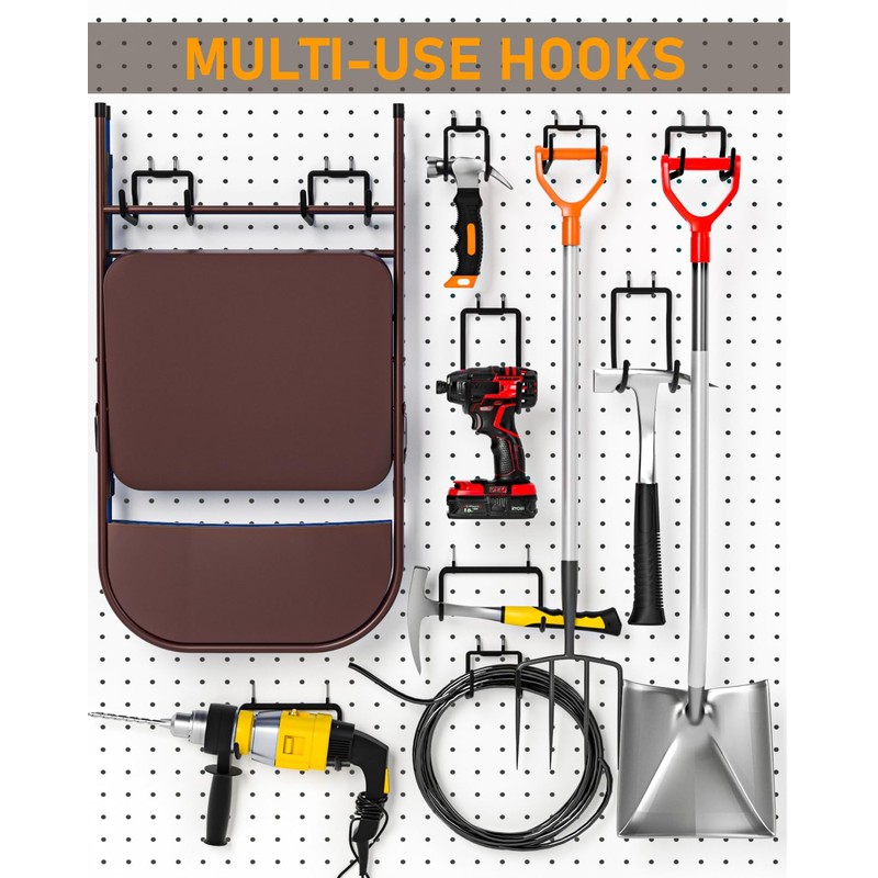 INCLY 24 Pack Heavy Duty Pegboard Hooks, 1/4" Pegboard Drill